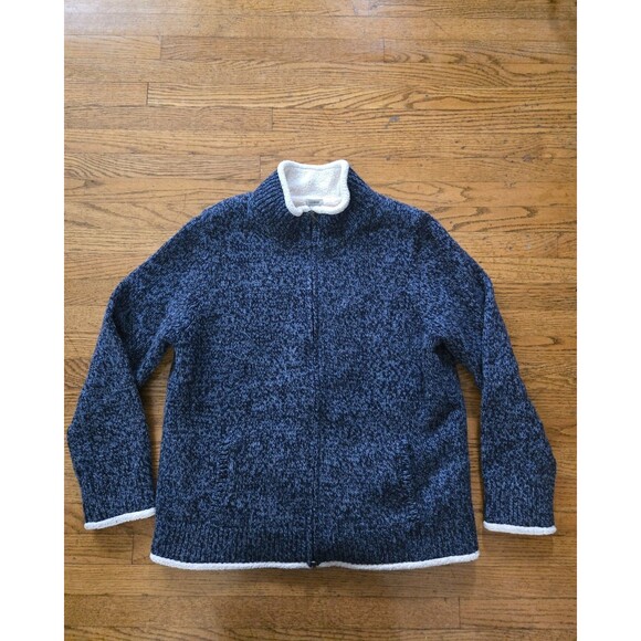 L.L. Bean Lambs Wool Sherpa Lined Zip Up Sweater Jacket Women's Size XL - Picture 1 of 7